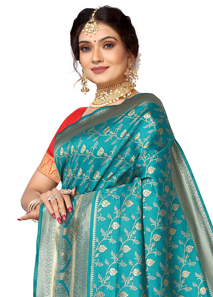 Rama Spun Silk Saree With Blouse Piece - Indian Silk House Agencies