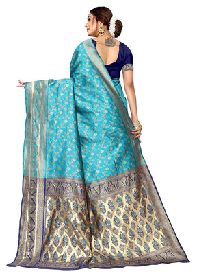 Rama Spun Silk Saree With Blouse Piece - Indian Silk House Agencies