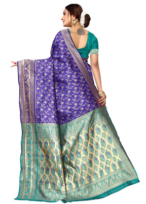 Violet Spun Silk Saree With Blouse Piece - Indian Silk House Agencies