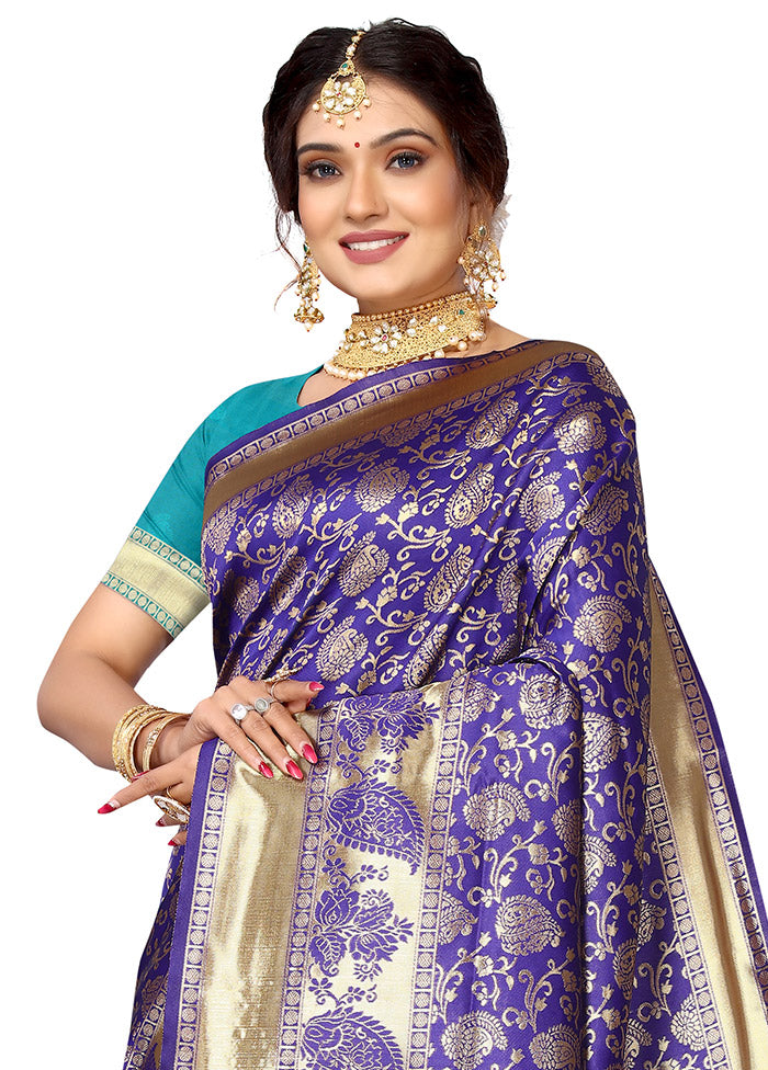 Violet Spun Silk Saree With Blouse Piece - Indian Silk House Agencies