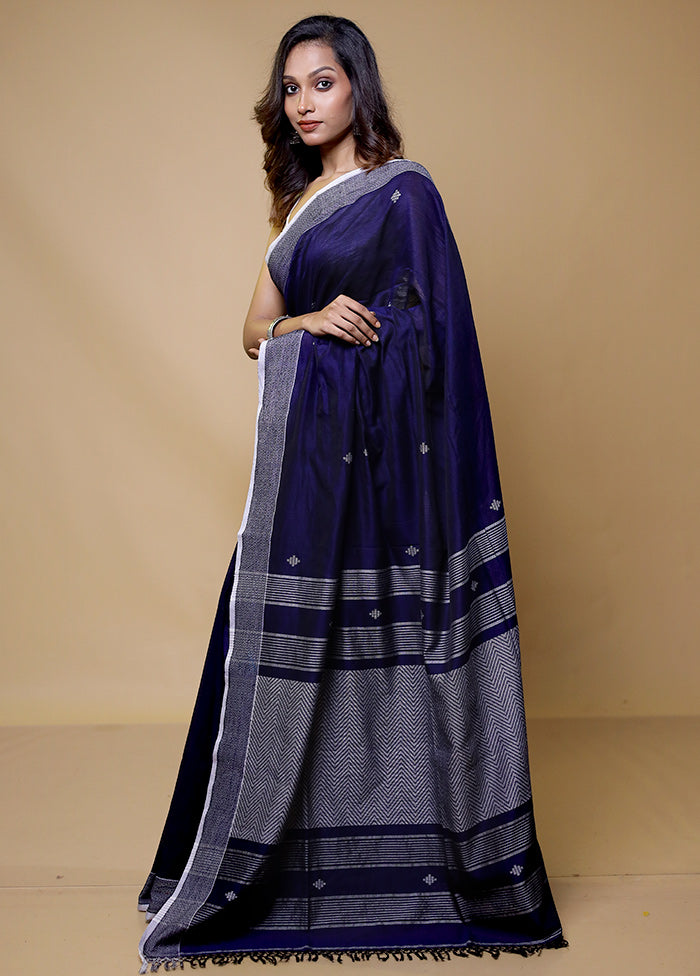 Purple Pure Cotton Saree With Blouse Piece