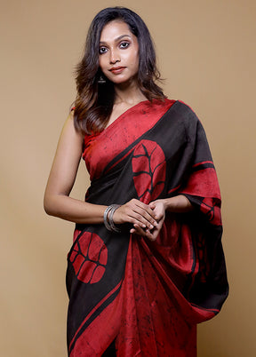 Black Tussar Silk Saree With Blouse Piece