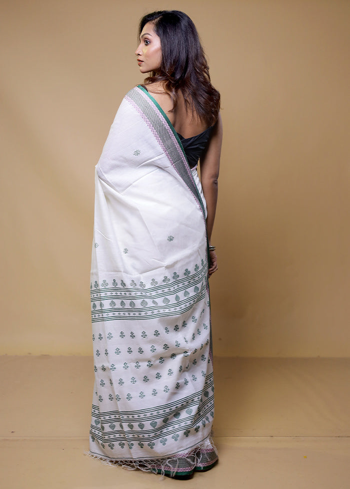 White Tussar Silk Saree With Blouse Piece