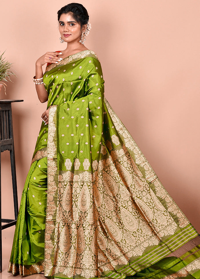 Green Pure Assam Silk Saree With Blouse Piece - Indian Silk House Agencies