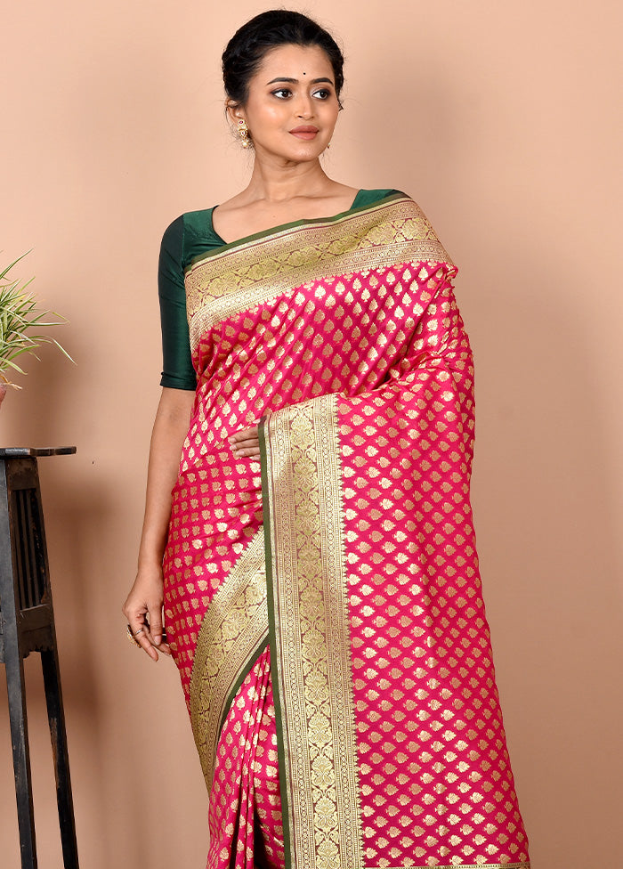 Pink Uppada Silk Saree With Blouse Piece - Indian Silk House Agencies