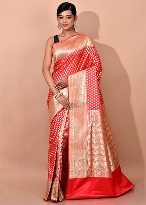 Pink Patli Pallu Banarasi Silk Saree With Blouse Piece - Indian Silk House Agencies