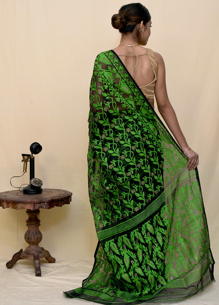Green Woven Tant Jamdani Saree Without Blouse - Indian Silk House Agencies