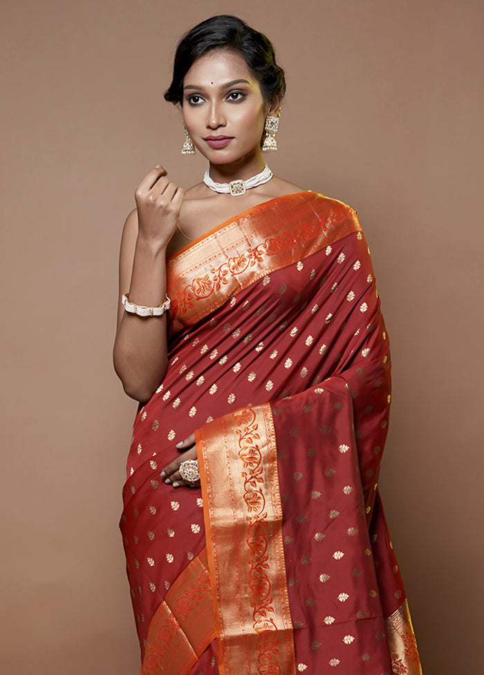 Red Handloom Kanjivaram Pure Silk Saree With Blouse Piece
