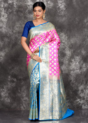 Pink Patli Pallu Banarasi Silk Saree With Blouse Piece - Indian Silk House Agencies
