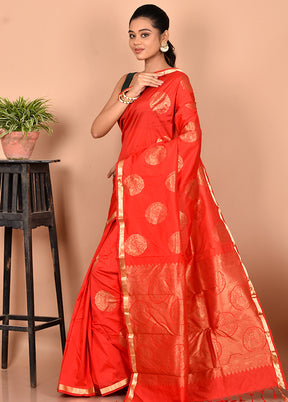 Red Kanjivaram Silk Saree With Blouse Piece - Indian Silk House Agencies