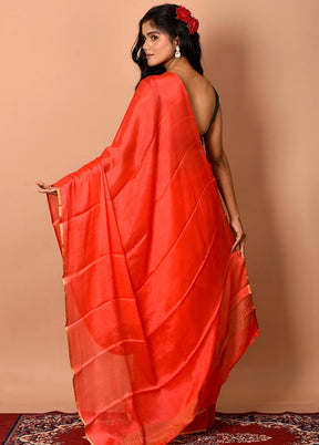 Red Chiffon Saree With Blouse Piece - Indian Silk House Agencies