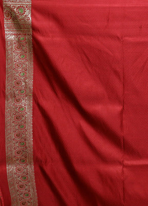 Maroon Banarasi Silk Saree With Blouse Piece