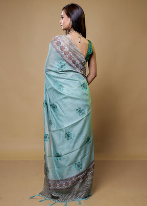 Blue Kota Cotton Saree With Blouse Piece