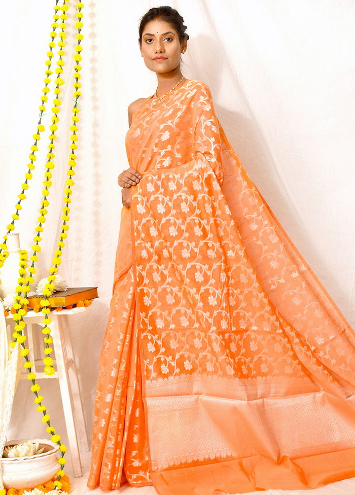 Orange Cotton Saree With Blouse - Indian Silk House Agencies