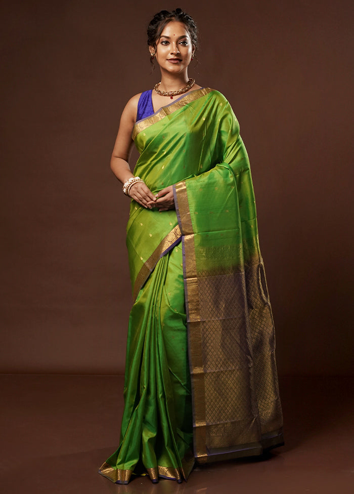 Green Kanjivaram Pure Silk Saree With Blouse Piece