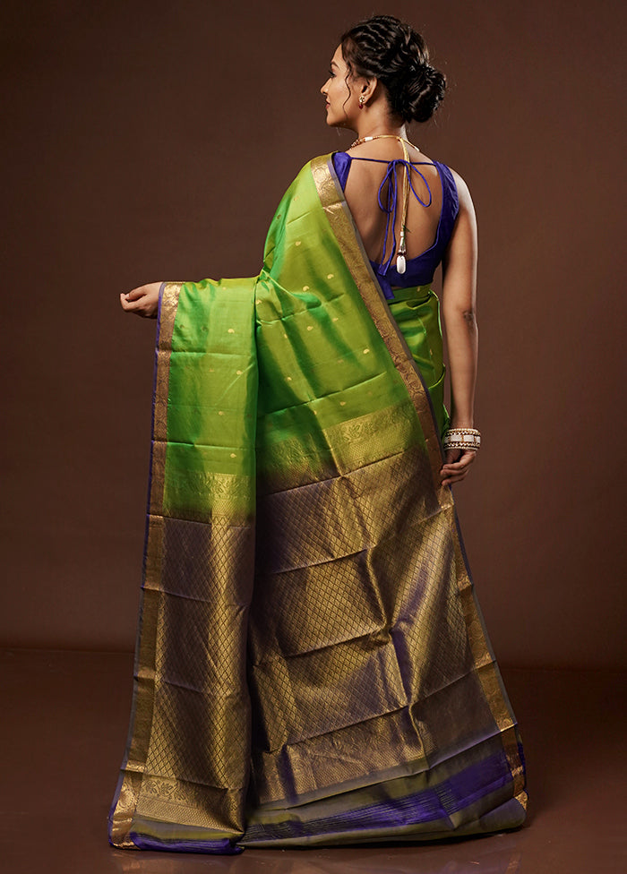 Green Kanjivaram Pure Silk Saree With Blouse Piece