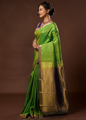 Green Kanjivaram Pure Silk Saree With Blouse Piece