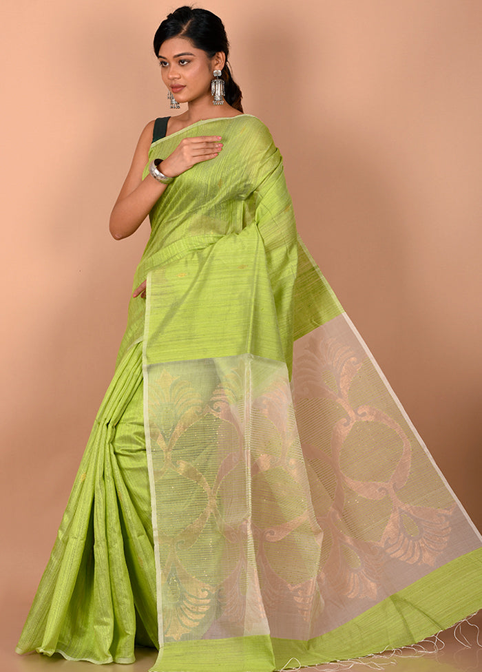Green Pure Matka Silk Saree With Blouse Piece - Indian Silk House Agencies