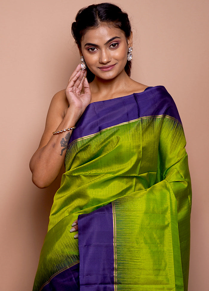Green Pure Kanjivaram Silk Saree With Blouse Piece - Indian Silk House Agencies