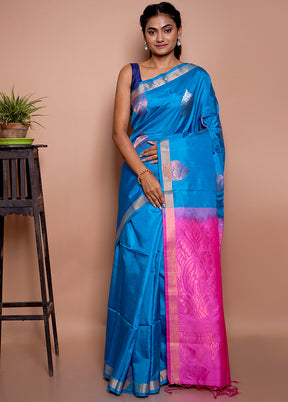 Blue Pure Arni Silk Saree With Blouse Piece - Indian Silk House Agencies