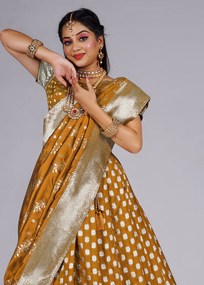 3 Pc Mustard Silk Semi Stitched Lehenga Set - Indian Silk House Agencies