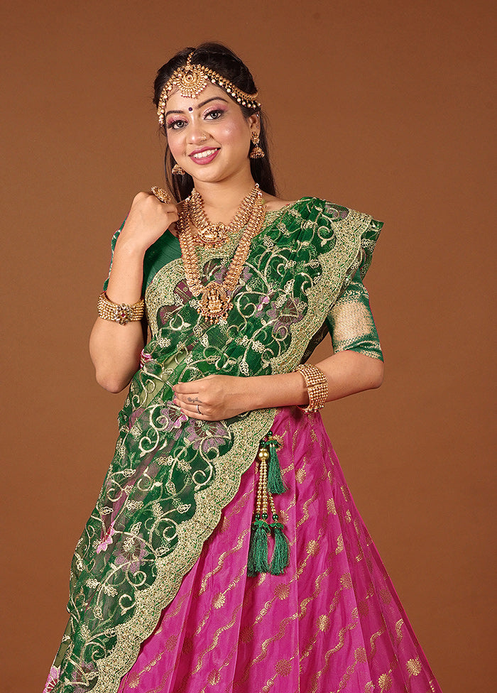 3 Pc Rani Silk Semi Stitched Lehenga Set - Indian Silk House Agencies