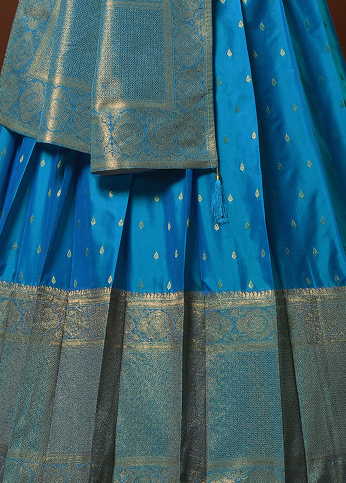 3 Pc Firoza Silk Semi Stitched Lehenga Set - Indian Silk House Agencies