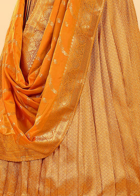 3 Pc Mustard Silk Semi Stitched Lehenga Set - Indian Silk House Agencies