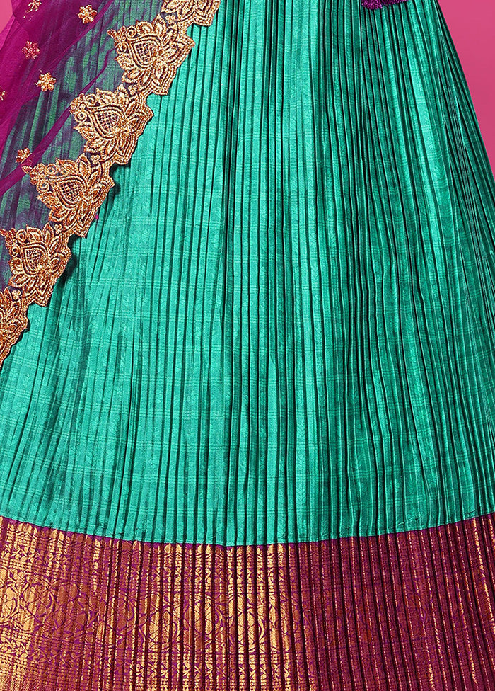 3 Pc Rama Silk Semi Stitched Lehenga Set - Indian Silk House Agencies