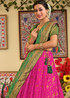 3 Pc Rani Silk Semi Stitched Lehenga Set - Indian Silk House Agencies