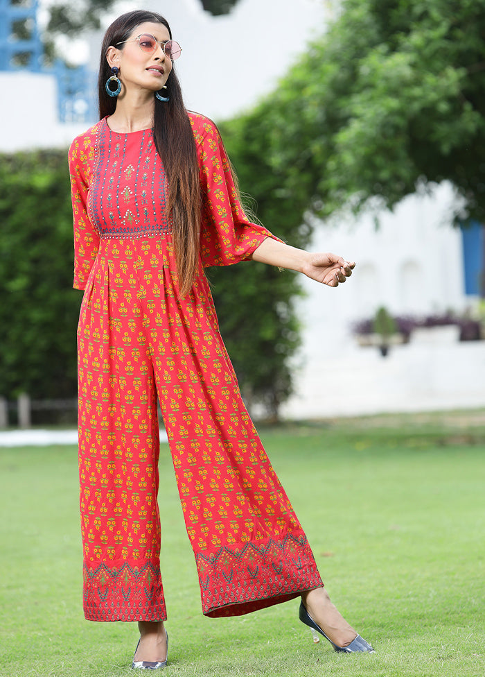 Coral Readymade Pure Rayon Indian Dress