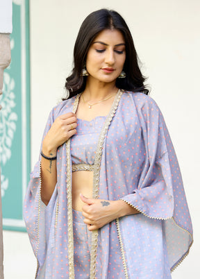 2 Pc Grey Readymade Silk Coord Set