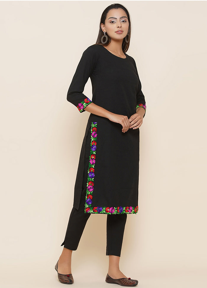 2 Pc Black Embroidered Kurti Set VDFAB169224 - Indian Silk House Agencies