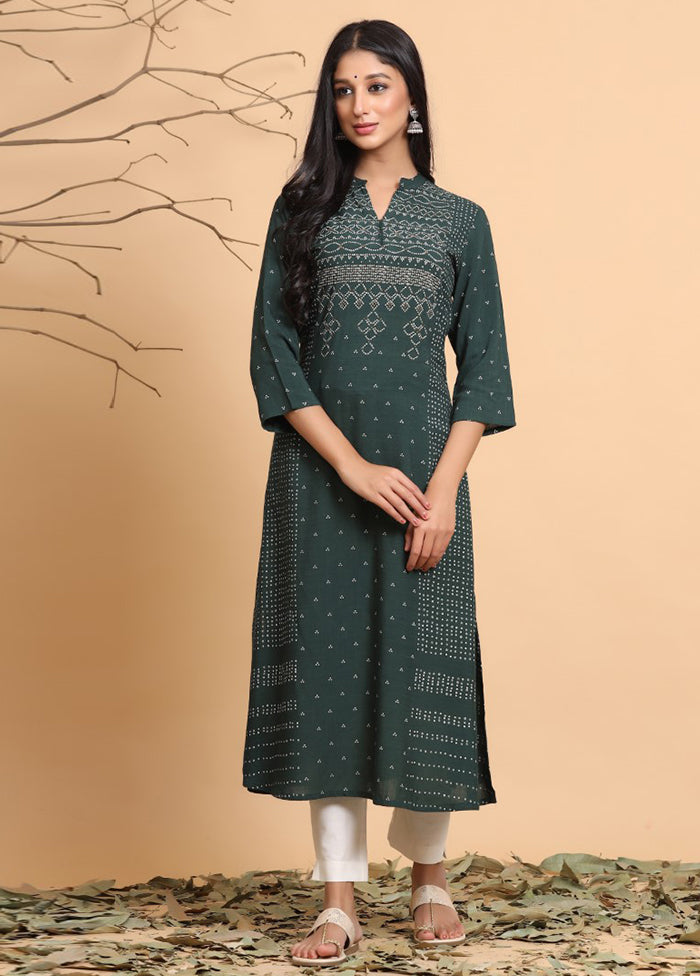 Jade Green Readymade Rayon Kurti