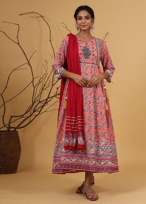 Coral Readymade Cotton Indian Dress