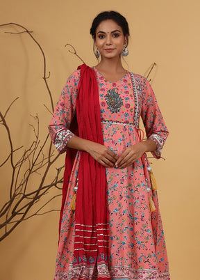 Coral Readymade Cotton Indian Dress