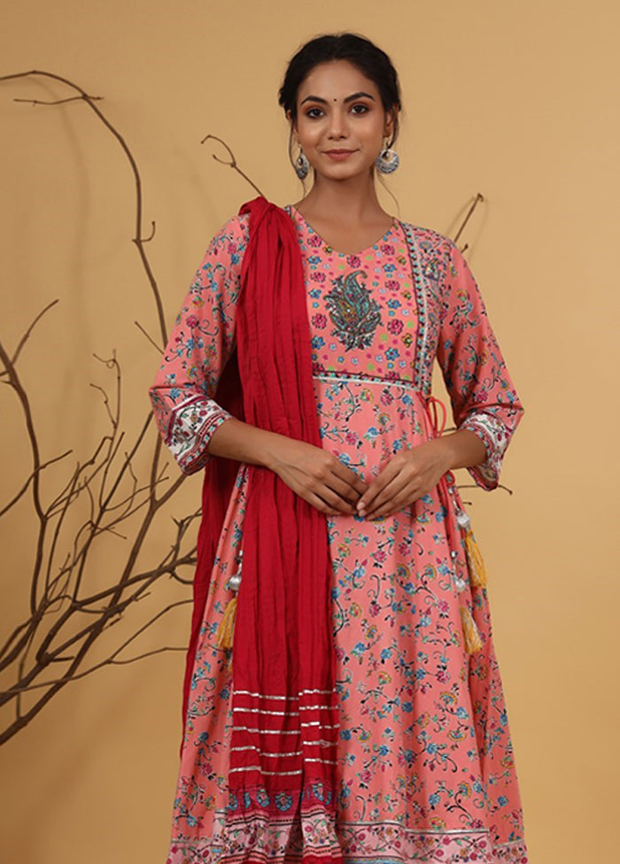 Coral Readymade Cotton Indian Dress