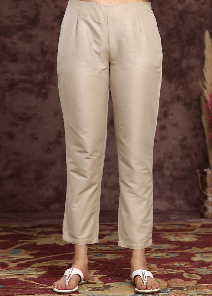 Grey Silk Casual Pant