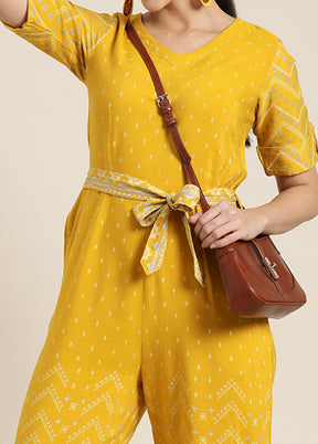 Mustard Readymade Rayon Indian Dress