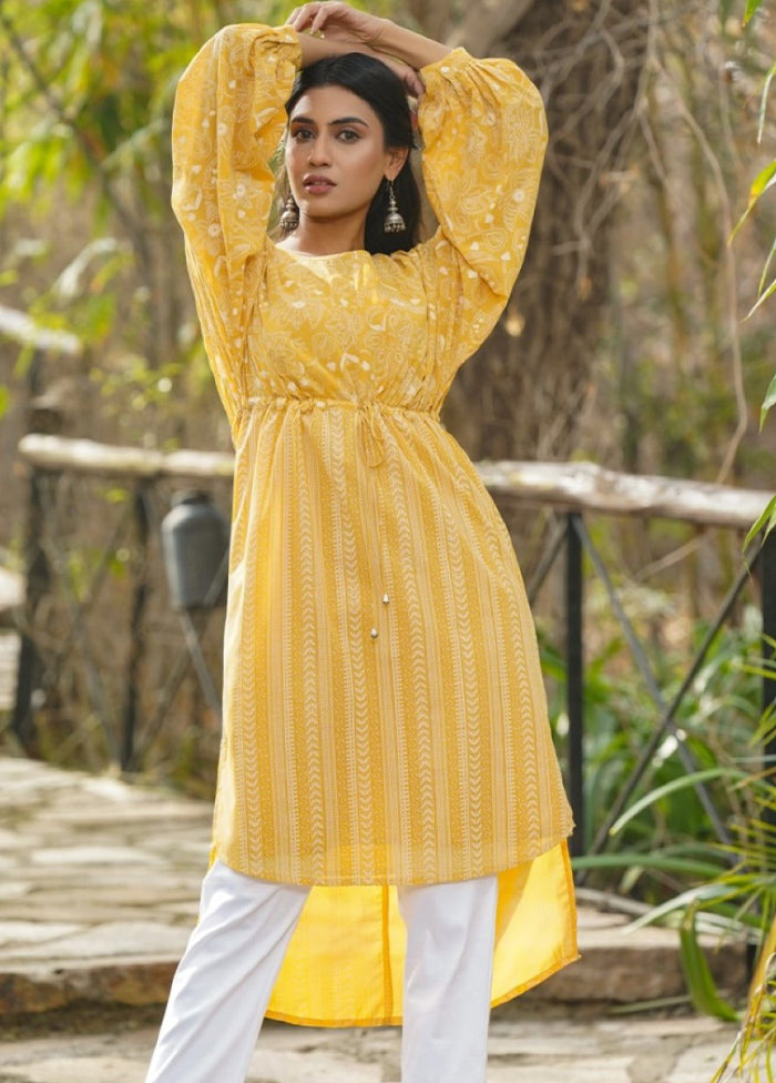 Yellow Pure Readymade Georgette Tunic