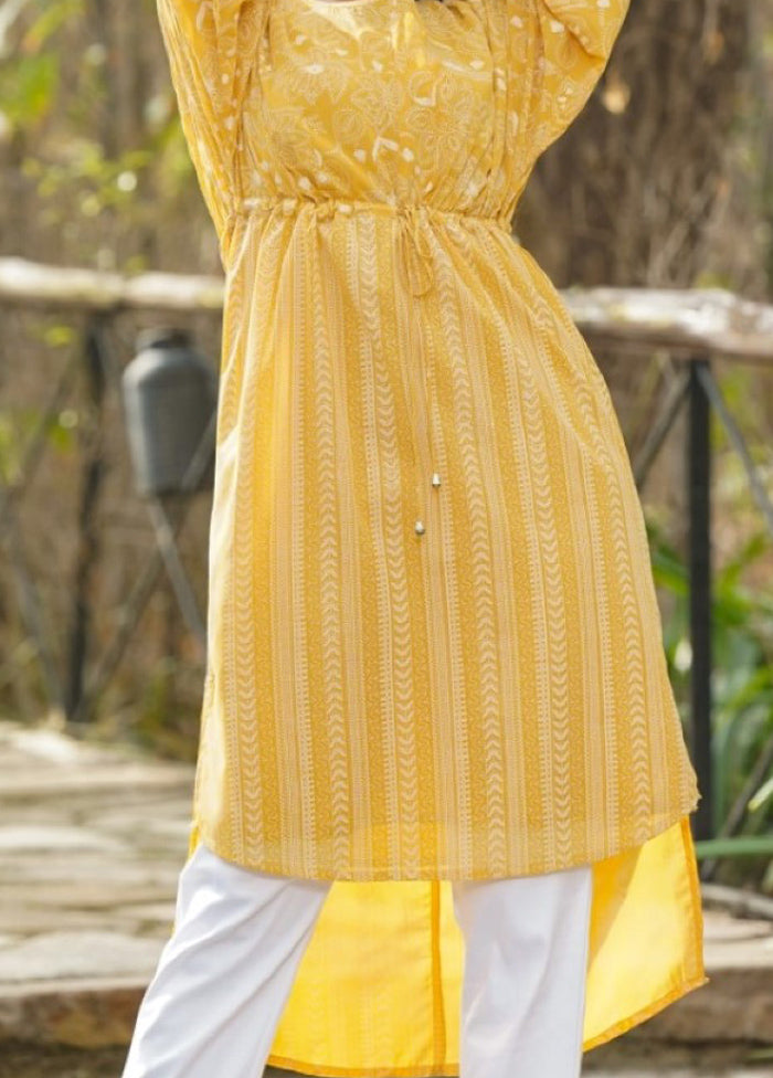 Yellow Pure Readymade Georgette Tunic