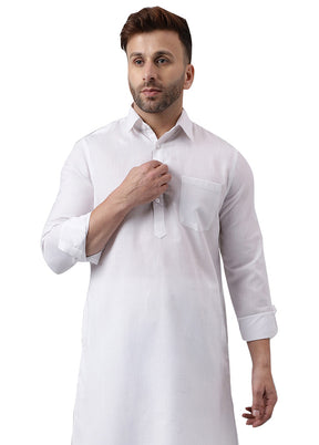 2 Pc White Viscose Kurta Pajama Set