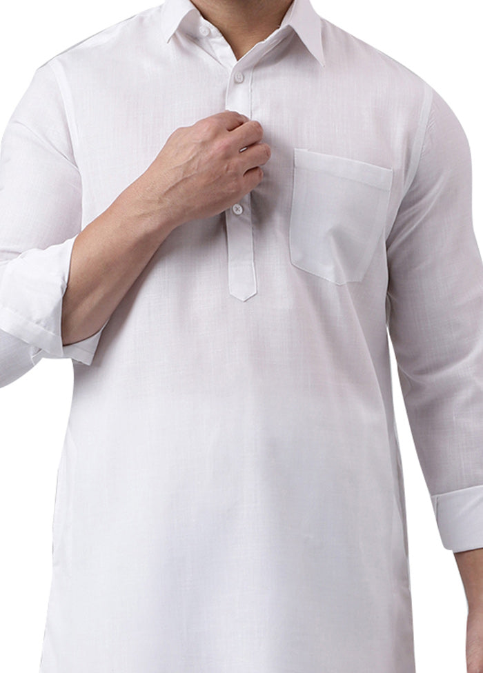 2 Pc White Viscose Kurta Pajama Set