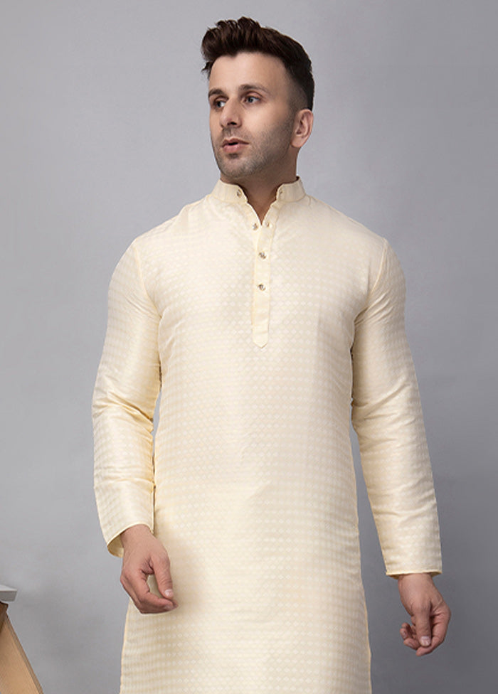 2 Pc Cream Viscose Kurta Pajama Set