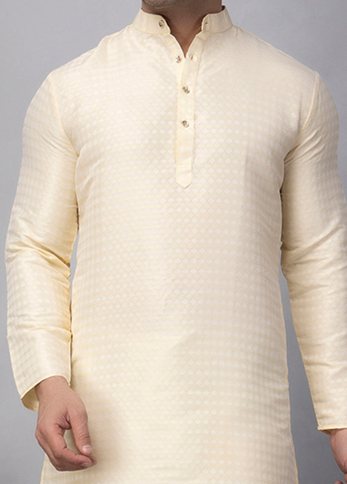 2 Pc Cream Viscose Kurta Pajama Set