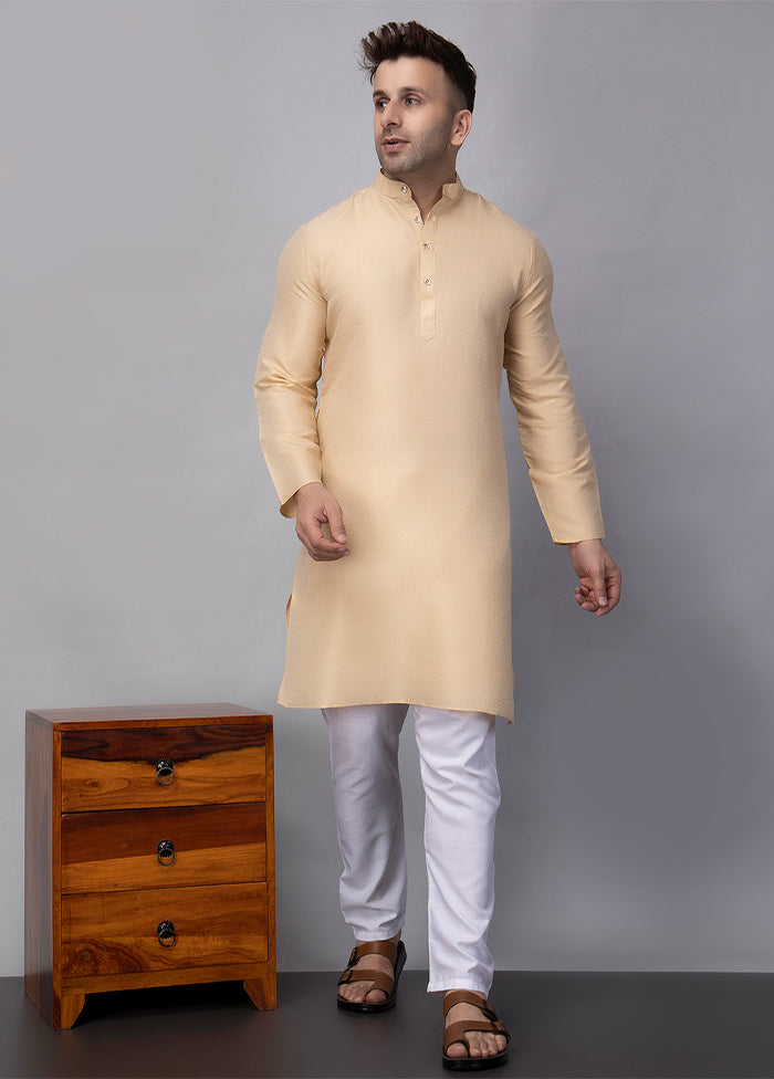 2 Pc Cream Viscose Kurta Pajama Set