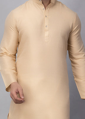 2 Pc Cream Viscose Kurta Pajama Set