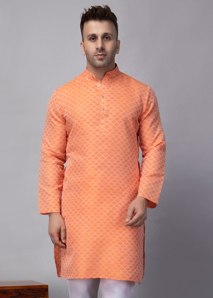 2 Pc Orange Viscose Kurta Pajama Set