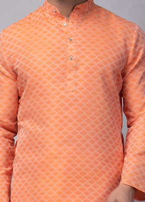 2 Pc Orange Viscose Kurta Pajama Set