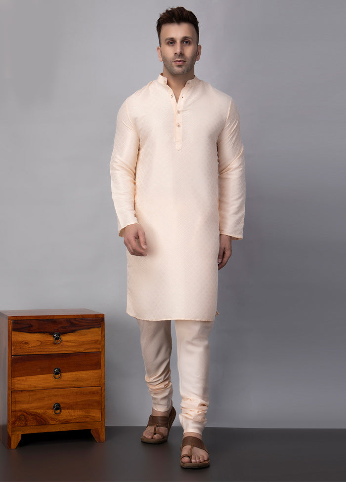 2 Pc Cream Viscose Kurta Pajama Set